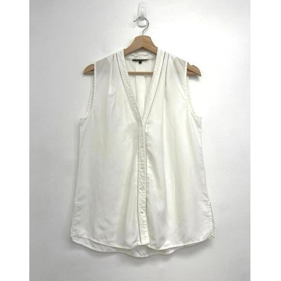 Kobi Halperin Raquel Blouse Tencel-Linen V-Neck Button-Front Sleeveless - Small - Picture 1 of 11
